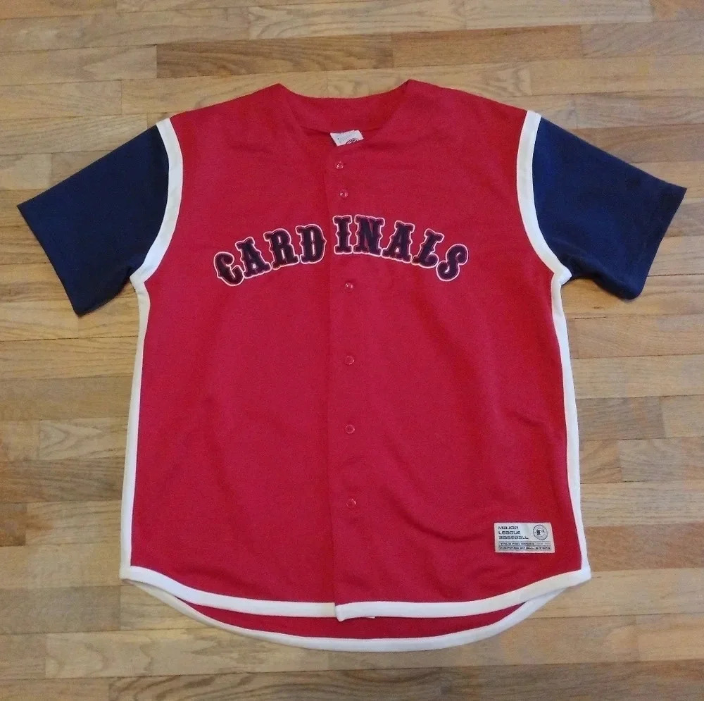 St Louis Cardinals Jersey Mens Large Red Blue True Fan MLB Baseball